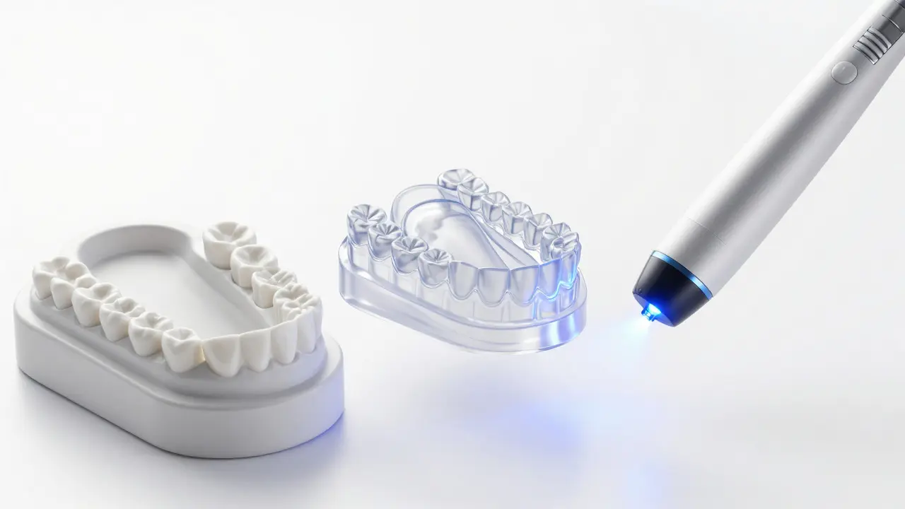 Porovnání tradičního otisku a digitálního skeneru s 3D modelem zubů