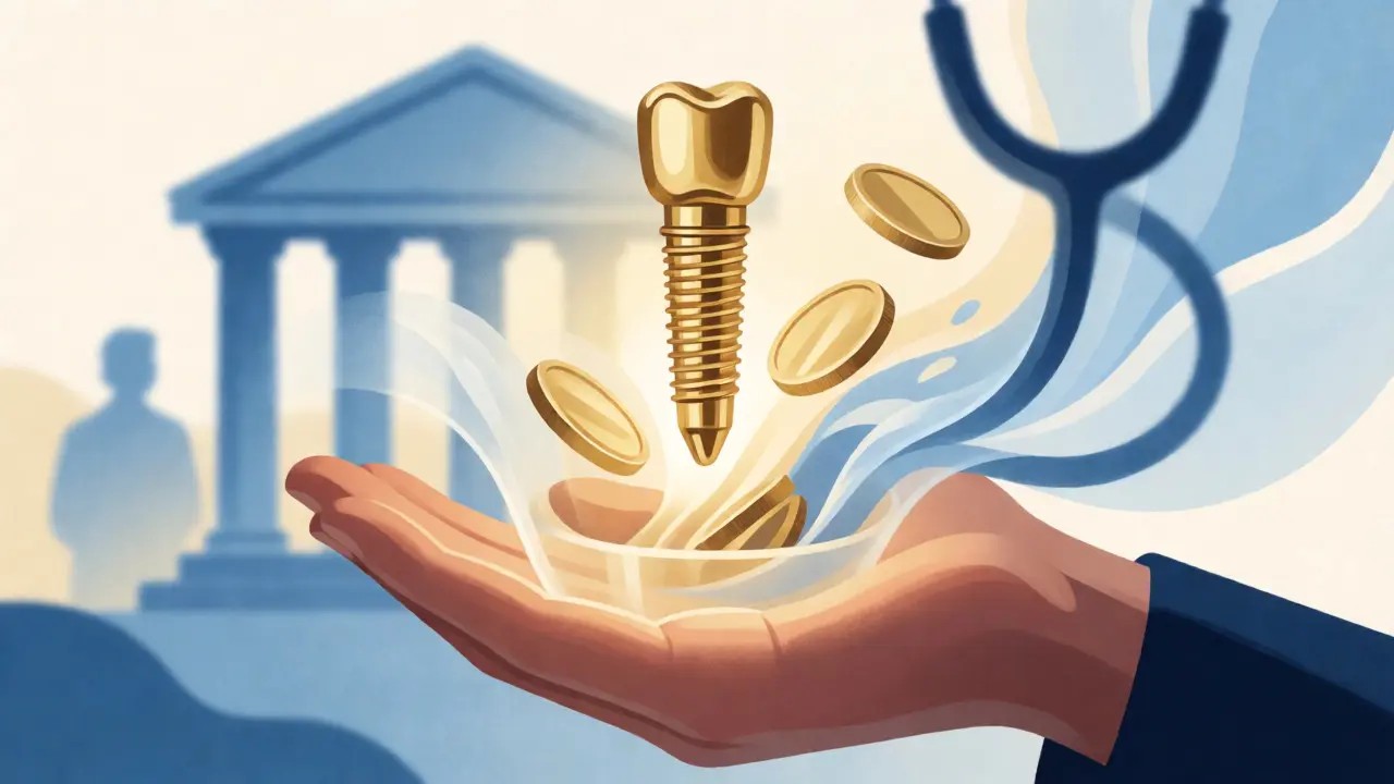 Koncept finančního rozložení nákladů na zubní implantát