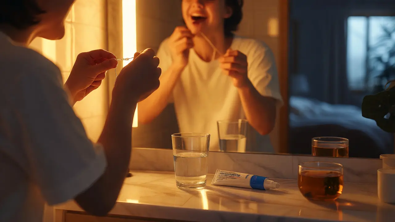 Večerní hygiena dutiny ústní a čištění